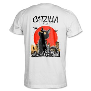 MIJJI เสื้อยืดคอกลม สกรีนลาย CATZILLA ผ้านุ่ม สวมใส่สบาย งานไทย ใส่ได้ทั้งชายและหญิง