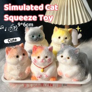 Squeeze Toy Simulated Cat Soft Stress Relieving Toys Cute Cat Soft Lifelike Kitten No Deformation Birthday Gift