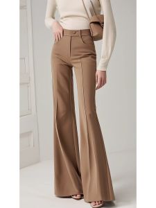 Cafe Brown Micro Flared Suit Pants Womens Fashionable Drapey High Waist Slimming Casual Trousers Korean Style Commute
