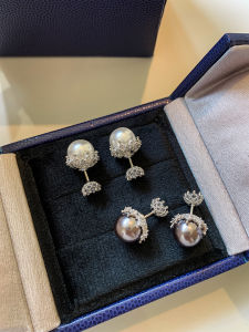 CAFFTI | Multi-Wear White Lace Zircon Pearl Earrings