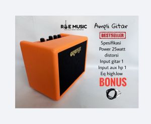 Ampli gitar mini 5 inc mini distorsi 2 input bergaransi bisa karaoke
