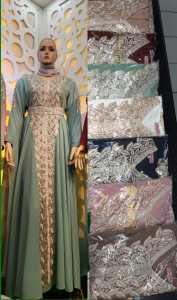 SIGAWA-(COD) Gamis Wanita Terbaru Motif Bordir Polos Bahan Ceruty Baby Doll Ready 7 Warna