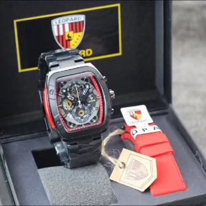 Jam tangan Leopard 8802MC tali rantai free karet tanggal chrono aktif analog original Pria