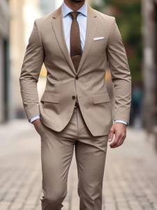 Light Brown Man Suits Tailor Made Wedding Tuxedo Slim Fit Men Suit Notched Lapel Jacket with Pants 2 Pieces Set