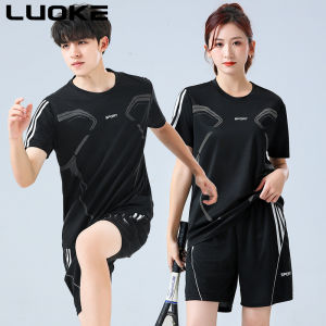 LUOKE womens sports suit Breathable quick drying sports suit 2PCS (T-shirt+Shorts) Big Size
