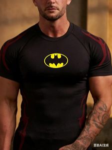 Hot Toys | Summer Fashion New Super Hero Batman 3D Printed Fitness Training Competition Quick Drying Sportswear Summer Mens T-shirt Large