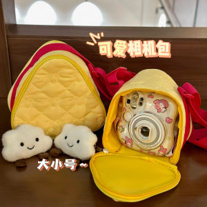 กระเป๋าถือถ่ายรูปแบบกล้องถ่ายรูปสไตล์จีนเกาหลีขนาดกลางสำหรับใส่กล้องถ่ายรูปแบบถ่ายทอดสด กระเป๋าถือแบบสะพายข้างทรงสามเหลี่ยม