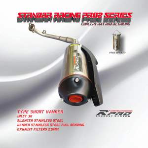 R-PRO Exhaust Racing Muffler Stainless Steel Pro2-Series Type-ShortHanger Inlet-38