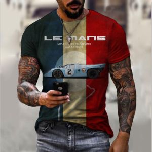 New Arrives Mens Tshirt Lemans Car Vintage Pattern T shirts Summer Oversized Casual Tees Mens Short Sleeve Tops Men Clothing