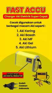 Charger Aki Cas Aki Digital Kering Basah Mobil Dan Motor Smart Repair Otomatis Multifungsi 12V/2A-6A