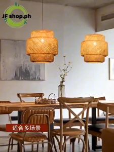 Weaving Lights Bar Natural Ceiling Lighting Retro Style E27 Bamboo Woven Rattan Chandelier for Deco