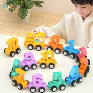 TEMI Walking Train Car Stacking Geometry Shape Block Kids Montessori Toy Number Train Set Colourful Model Building Kits