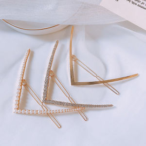 Elegant V-Shaped Diamond Embedded Hair Clip: A Stylish Bun Top Knot & Simple Back of Head Accessory