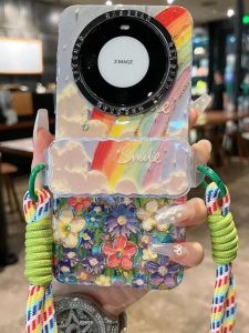 Rainbow Flower Sea Full Cover Anti-Fall Huawei Mate60  Series New Womens Model Shell Shockproof Clip Back Case