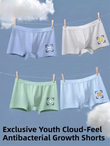 MiiOW | Pure Cotton Silk Antibacterial Underwear For Boys Children Teenagers Developmental Period Four Corner Pants Comfortable Briefs