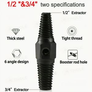 Broken Pipe Extractor 2 in1 1/2”& 3/4” Pipe Damage screw Extractor Broken Tap broken nut Remover thread tapping puller set sink water tap pipe