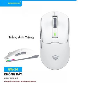 Chuột Chơi Game Nhẹ NexusClick GW24 PAW3104 Ba Chế Độ 8000DPI 45IPS 15G 62g Sạc Nhanh Từ Tính Đèn Nền RGB Dành Cho Game Thủ