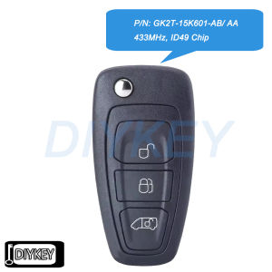 3 Buttons Flip Remote Car Key Fob 433MHz ID49 Chip for Ford Transit / Transit Custom/ Tourneo Custom 2015-2020 GK2T-15K601-AB AA