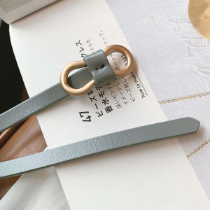 Fashionable Korean Style Thin Belt Womens Soft Genuine Leather Dress Accessory Versatile Two-Layer Cowhide Mini Belt