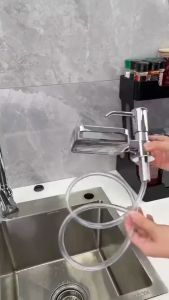 Bộ vòi hút nước rửa chén KÈM KỆ ĐỂ ĐỒ Vòi bơm nước rửa chén có giá để đồ tự bơm hút dầu với ống dẫn silicon