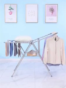 (ราคาโรงงาน) DOCEY HOME ราวตากผ้าพับได้ ราวตากผ้าสแตนเลส ราวตากผ้ากลางแจ้ง มีตะขอกันลม ปรับความสูงได้ ประหยัดเนื้อที่ มีล้อ