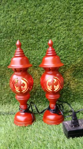 Đèn thờ gỗ thánh giá trang trí bàn thờ Thiên Chúa cao 30cm màu nâu đậm