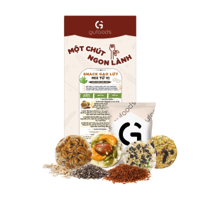 Snack gạo lứt healthy mix tứ vị GUfoods - Hội tụ 4 vị snack ngon Nạp nhanh năng lượng Tiện lợi Lành mạnh Eat clean Thuần chay