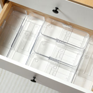 Acrylic Expandable Drawer Organizer Cosmetic Storage Box Deep Cabinet Divider Mask Brush Desktop Storage Box Transparent Simple Style