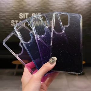 Glitter Shiny Transparent Gradient Color Case For Samsung Galaxy S26 S25 S24 S23 Ultra FE Clear Sparkling Phone Cover Bumper