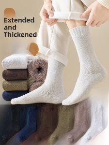 JINGCHI | Mens High-Tube Wool Socks Thickened Fleece Lined Cashmere Autumn Winter Warm Long Tube Socks For Men Crystal Sprint Brand