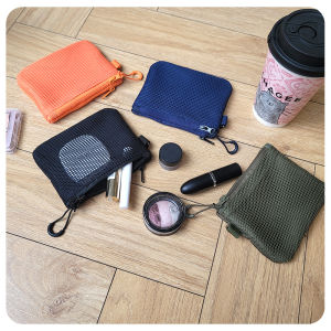 Japanese Double Zipper Mesh Earphone Protection Bag Card Holder Women and Men Small Change Coin Purse Travel Pouch