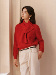 Koradior | Detachable Neck Garter Three-layer Structure Wool Knit Top