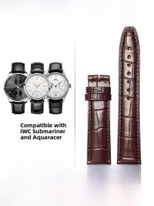 Woalmorn | Mens Genuine Crocodile Leather Watch Band Compatible With IWC Portuguese 7 Timer Bataviano Original Band Woalmorn