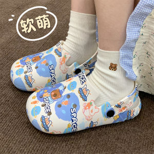 Giày Đế Bằng Đục Lỗ EVA Hoạt Hình Dễ Thương Cho Nữ Mùa Hè Phong Cách Hàn Quốc Đế Mềm Dễ Thương Đế Bằng Đế EVA