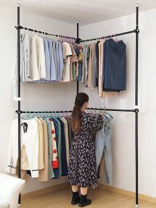BABEDUO Clothes Hanging Rack Heavy Duty Space Saver Foldable Clothes Drying Rack Laundry Steel Storage Hanger Organizer Indoor