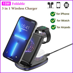3 Trong 1 Có Thể Gập Lại chân đế sạc không dây đế sạc cho điện thoại Iphone 15 14 Pro Max Holde Trạm Sạc nhanh Cho Apple iWatch S8 Airpods Pro