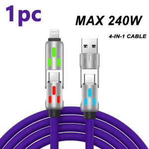 4-IN-1 240W USB Type C To USB C Cable PD Fast Charger Wire For iPhone 17 Pro Max 11 iPad Xiaomi Samsung Tablet 1M Data Cord