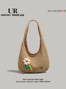 UR Retro Woven Underarm Bag Womens Large Capacity Summer Travel Beach Tote Shoulder Bag Casual Crossbody Purse Handbag