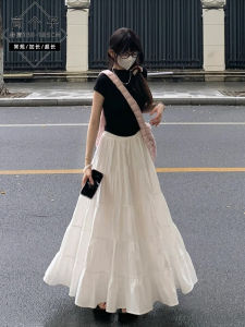 Extended Length Lace A-Line Skirt Womens Summer New Design 175 Tall Ballet Style Long Skirt High Waist Korean Style Commute