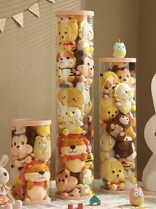 Clean Store Stuff Toy Organizer Doll Storage Box Transparent Doll Storage Bucket PVC Tube Plush Toy Tube PVC Column Box for Dolls