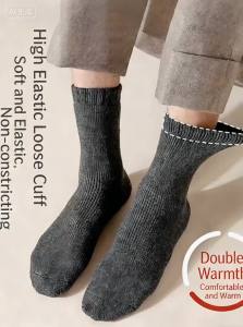 Mens Thickened Winter Cotton Socks Fleece Lined Warm Thermal Sleep Crew Socks Zhuji Loop Towel Socks for Cozy Comfort