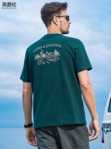 Enjeolon | Vintage Windmill Print American Style Short Sleeve T-Shirt 220G