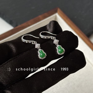 Elegant Green Gourd Agate Diamond Embedded Zirconia Hoops Womens Fashion Jewelry Fresh out New Style Luxury Lightweight