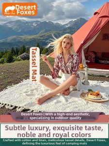 CHAOMU | French Style Cotton Linen Picnic Blanket
