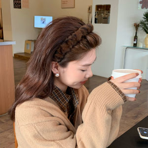 Fashionable Leopard Print Plush Hairband Womens High Forehead Hair Accessories Face Washing Hairpin Versatile Headwear Decorations