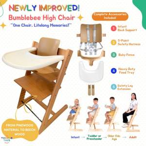 Thinking Toys GROW-WITH-U Bumblebee Wooden High Chair