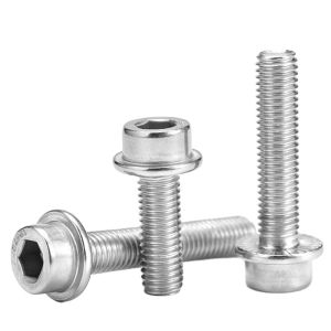 20-40Pcs M5 M6 304 Stainless Steel Hex Flange Bolt Cylinder Head Anti-slip Serrated Flange Screw Industrial Fastener Hardware