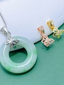 ตัวล็อกรูปแหวนแบบเปิด S925 เงินแท้ชุบทอง 18K จี้หยก จี้แหวนรูปแหวน เครื่องประดับแฟชั่น ต่างหูแบบหมุนได้