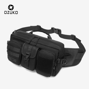 OZUKO Mens Waist Bag Fashion Outdoor Sports Chest Bags Male Waterproof Fanny Belt Pack Hip Bum Crossbody Bag Large Molle Pouch