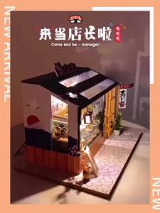 diy กระท่อมแฮนด์เมดร้านซูชิญี่ปุ่นอาคารประกอบโมเดลของเล่นจิ๋วสร้างบ้านของขวัญวันเกิดสาว